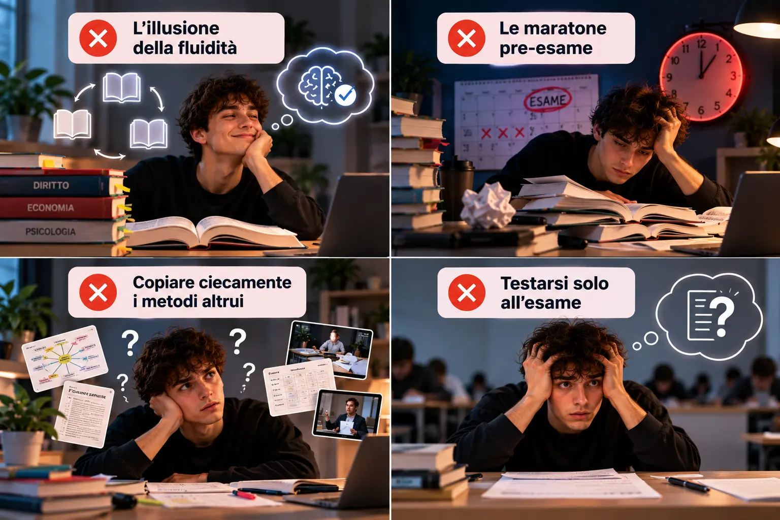 I quattro errori più comuni delle matricole nel metodo di studio