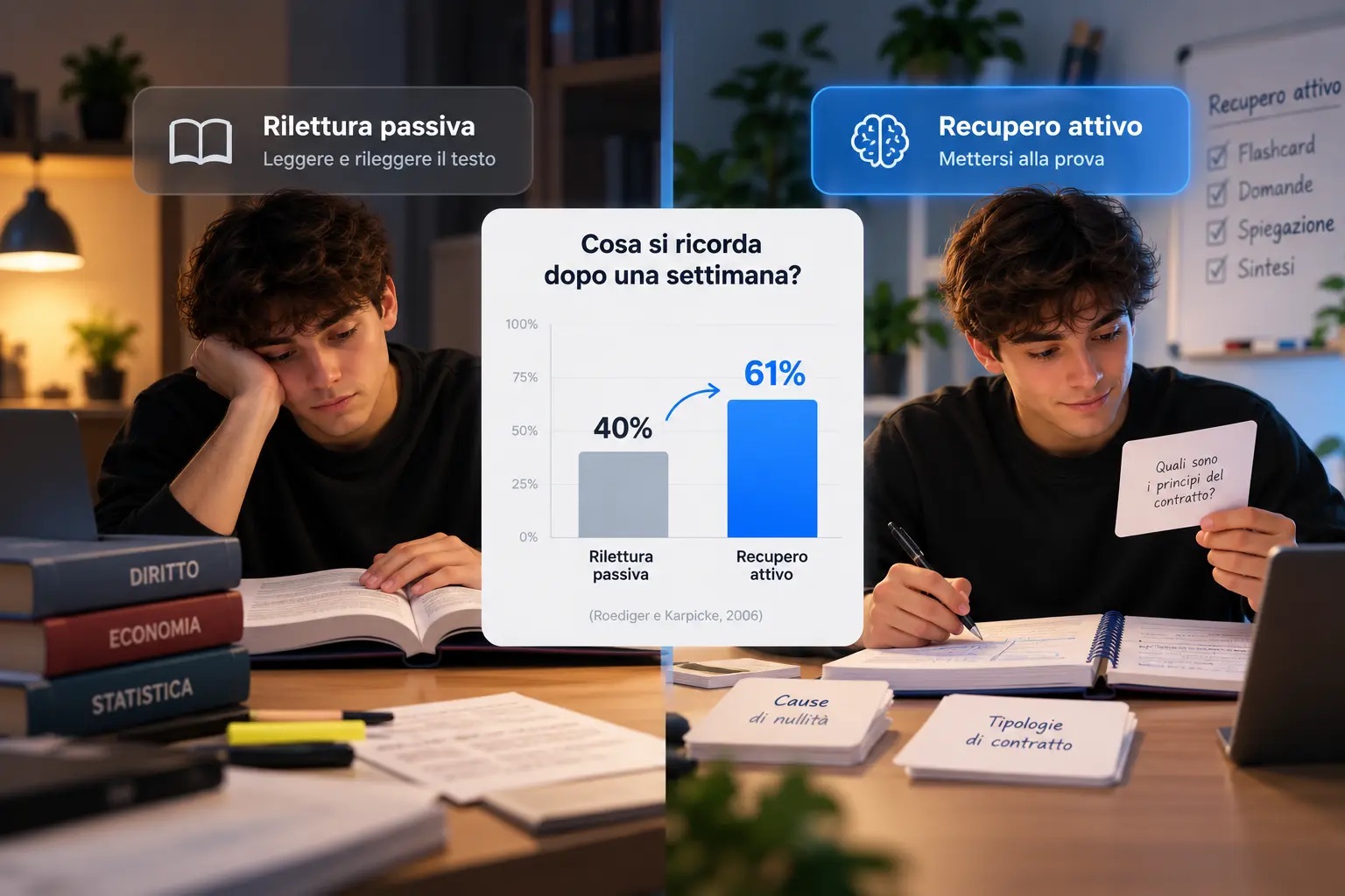 Confronto tra recupero attivo e rilettura passiva
